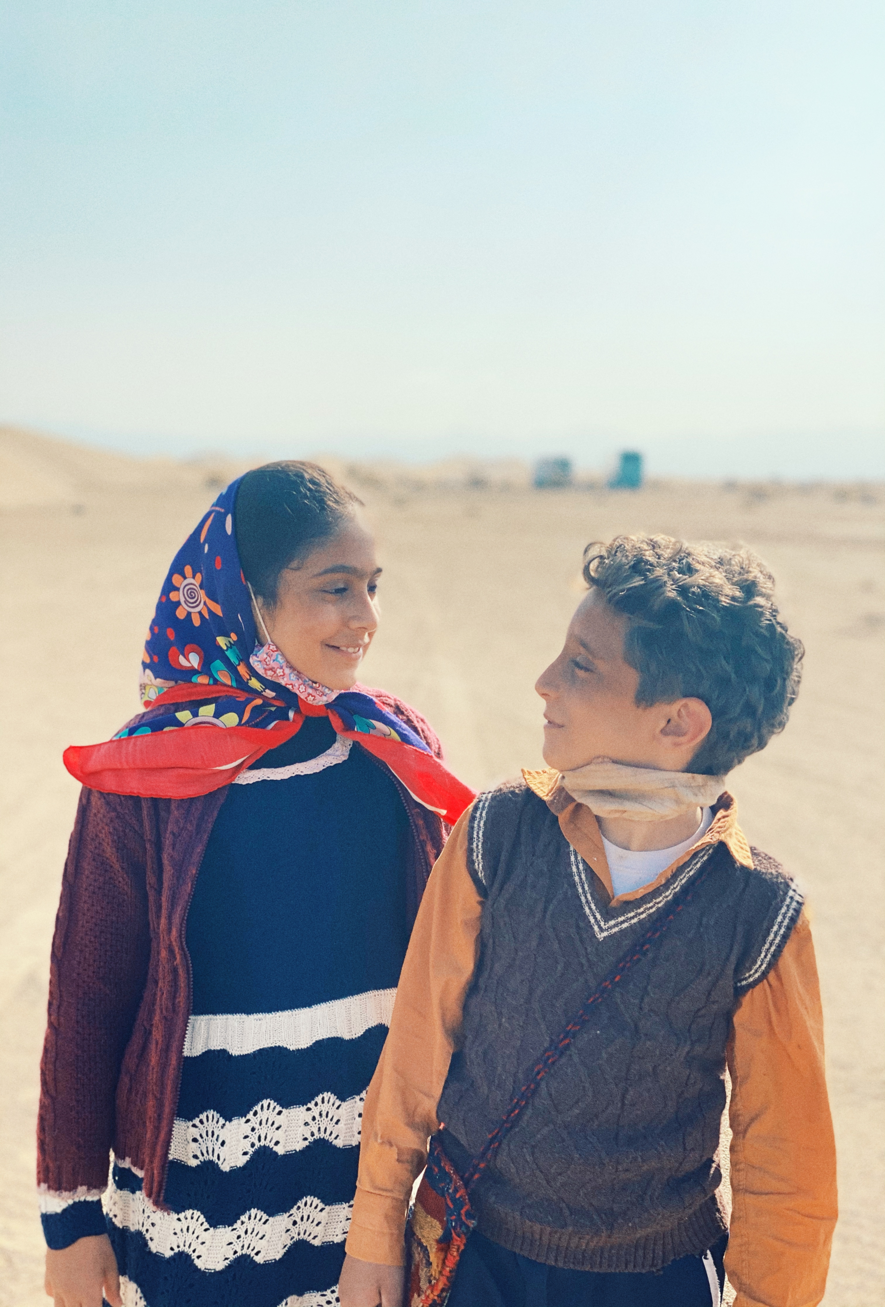 Under the school tent